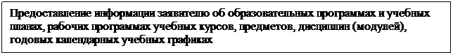 Подпись: Предоставление информации заявителю об образовательных программах и учебных планах, рабочих программах учебных курсов, предметов, дисциплин (модулей), годовых календарных учебных графиках